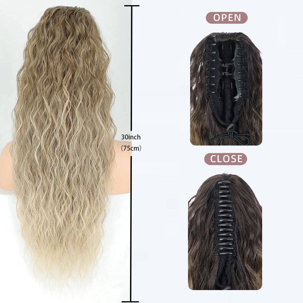 30 Inch Curly Ponytail Extension Wig for Ladies Long Wigs Brown Wigs Curly Claw Clip Multi Layered Synthetic Hair Piece Natural Fluffy Look