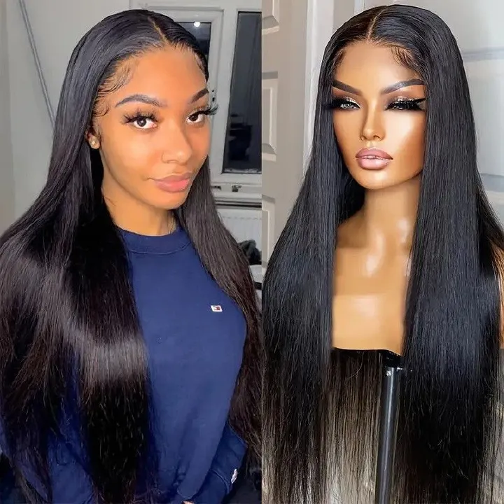26 Inch Long Straight Wig for Lady Front Lace Wig Natural Looking Long Straight Wigs Fashion Lace Wigs for Women Multi Color Hair Wig with Free Wig Cap