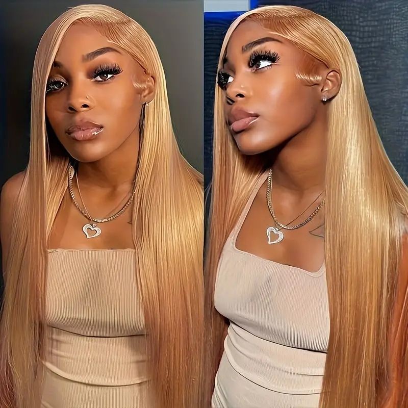 26 Inch Long Straight Wig for Lady Front Lace Wig Natural Looking Long Straight Wigs Fashion Lace Wigs for Women Multi Color Hair Wig with Free Wig Cap
