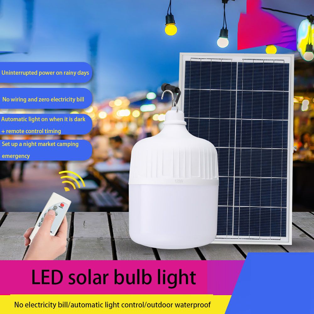Solar Panel Bulb Emergency Led Light Remote Flashlight Lantern High Power LED Camping Outdoor Indoors Lighting Lamp