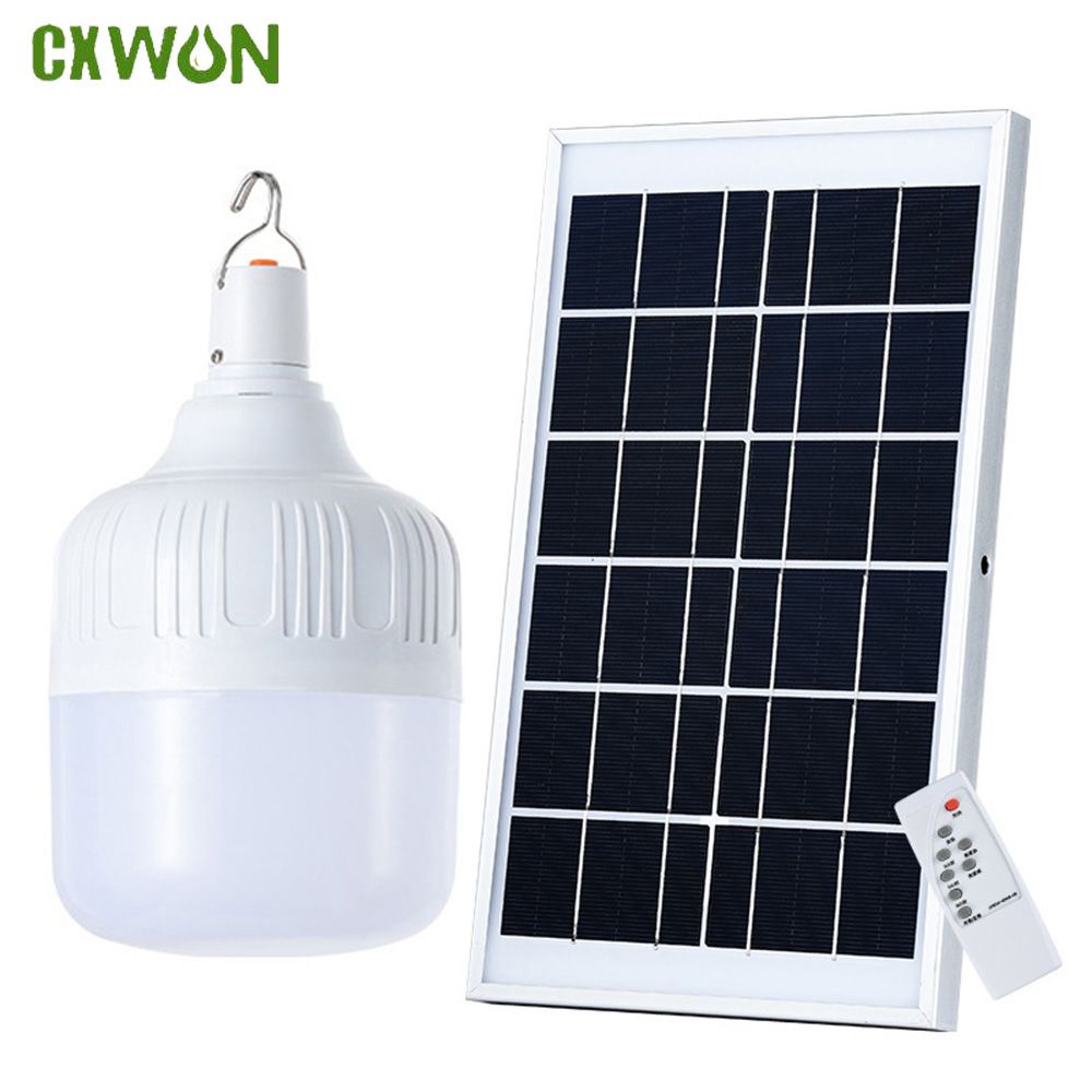 Solar Panel Bulb Emergency Led Light Remote Flashlight Lantern High Power LED Camping Outdoor Indoors Lighting Lamp