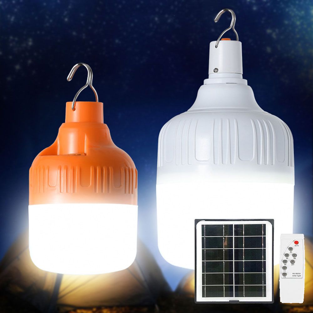 Solar Panel Bulb Emergency Led Light Remote Flashlight Lantern High Power LED Camping Outdoor Indoors Lighting Lamp