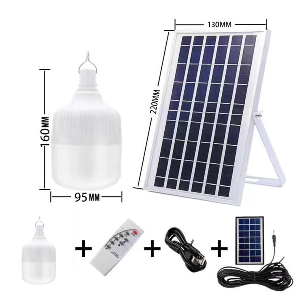 Solar Panel Bulb Emergency Led Light Remote Flashlight Lantern High Power LED Camping Outdoor Indoors Lighting Lamp