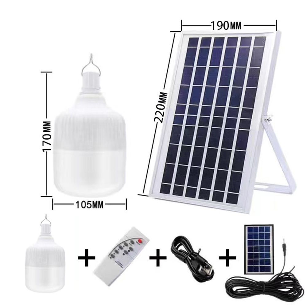Solar Panel Bulb Emergency Led Light Remote Flashlight Lantern High Power LED Camping Outdoor Indoors Lighting Lamp