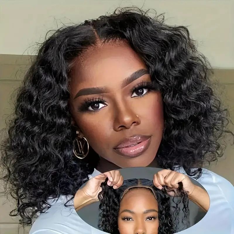 12 Inch Curly Wig for Lady Natural Looking Wig Curly Lace Front Wigs for Lady Short Curly Wigs Synthetic Hair Wig Glueless Daily Wear