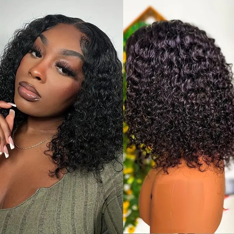 12 Inch Curly Wig for Lady Natural Looking Wig Curly Lace Front Wigs for Lady Short Curly Wigs Synthetic Hair Wig Glueless Daily Wear