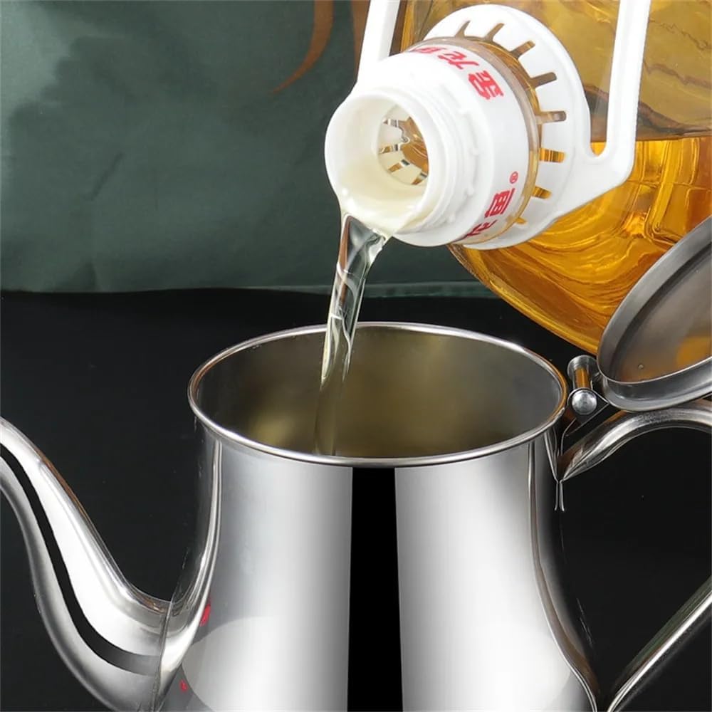 Stainless Steel Oil Dispenser with Strainer Oil Storage Can Grease Container Oil Filter Pot Fine Mesh Cooking Oil Holder for Kitchen Restaurant