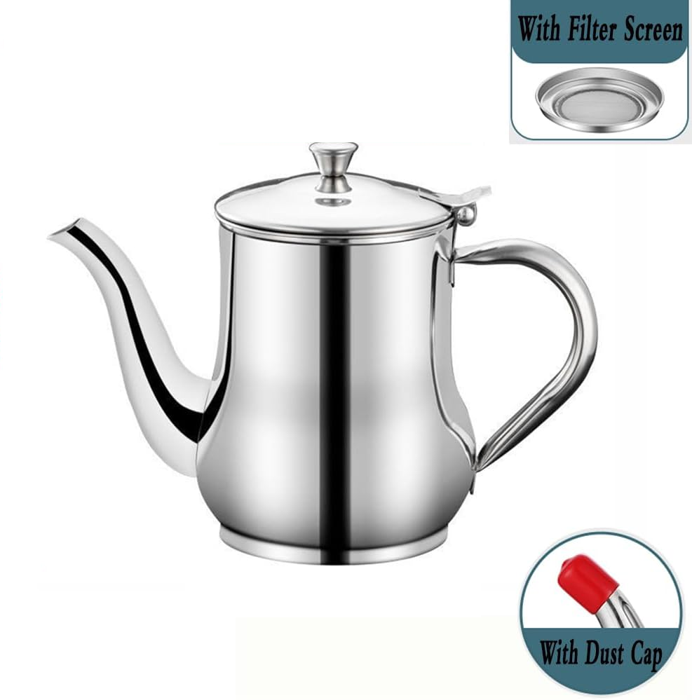 Stainless Steel Oil Dispenser with Strainer Oil Storage Can Grease Container Oil Filter Pot Fine Mesh Cooking Oil Holder for Kitchen Restaurant