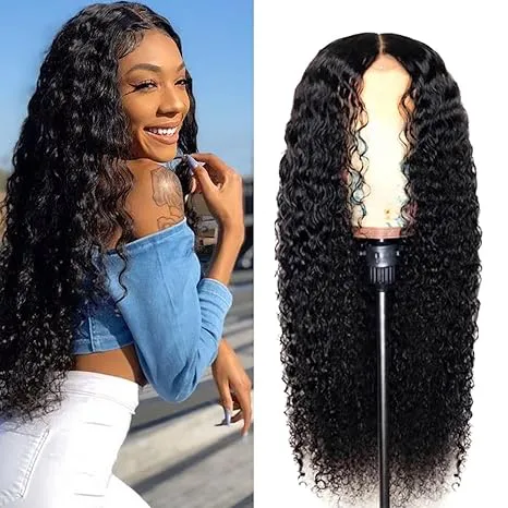 26 Inch Middle Part Kinky Curly Wig for Lady Cornrow Style Curly Wigs Synthetic Long Curly Lace Wigs Natural Looking Heat Resistant Hair Wigs for Women Daily Wear Party Wig