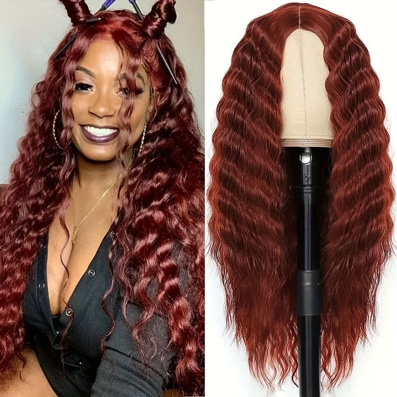26 Inch Middle Part Kinky Curly Wig for Lady Cornrow Style Curly Wigs Synthetic Long Curly Lace Wigs Natural Looking Heat Resistant Hair Wigs for Women Daily Wear Party Wig