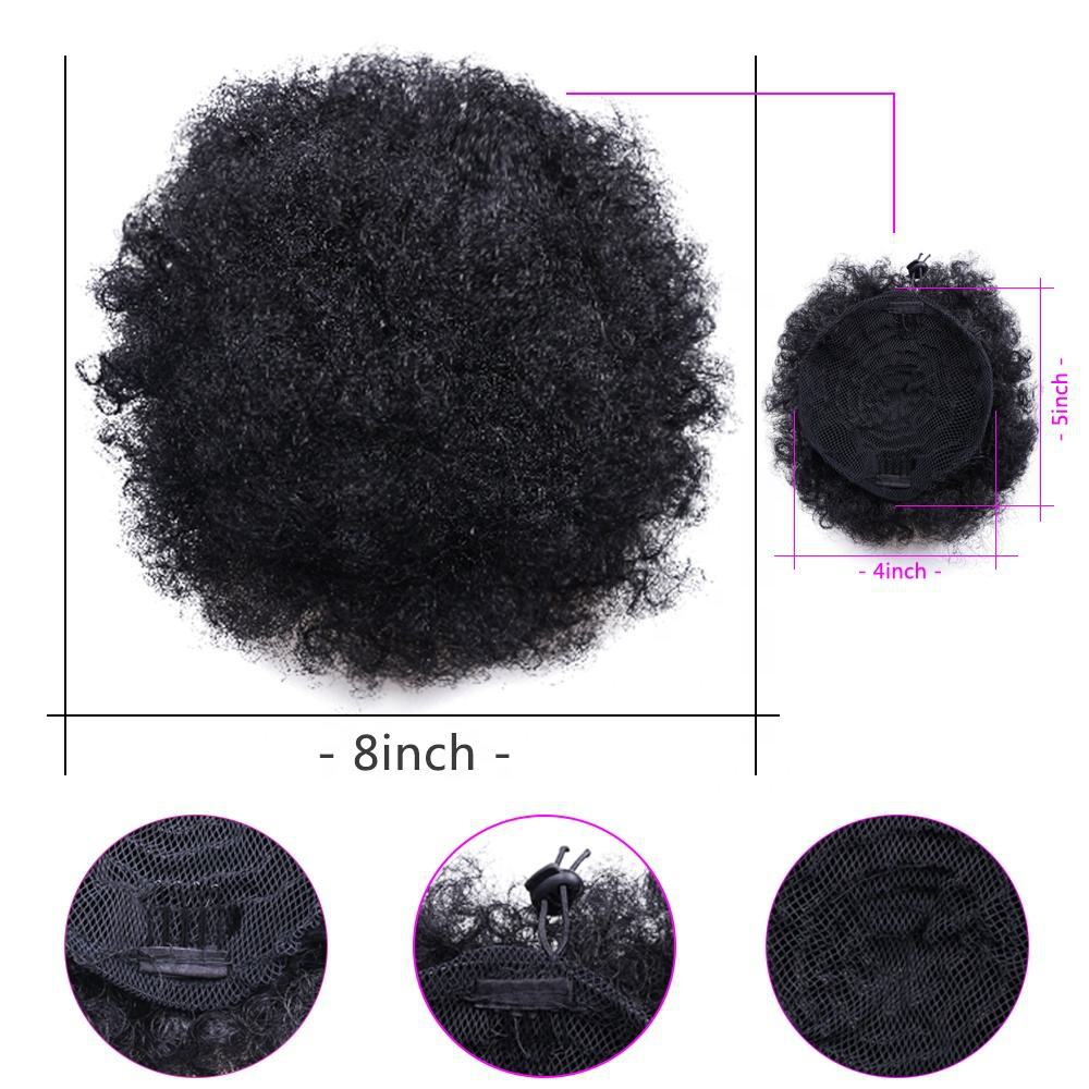 Curly Hair Bun Extension Drawstring Hairpiece Synthetic Puff Bun Hairpiece Fluffy Soft Natural Hair Bun Easy to Wear Ponytail Bun for Women