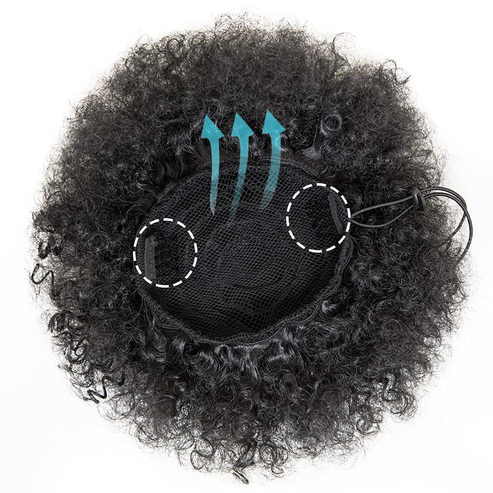 Curly Hair Bun Extension Drawstring Hairpiece Synthetic Puff Bun Hairpiece Fluffy Soft Natural Hair Bun Easy to Wear Ponytail Bun for Women