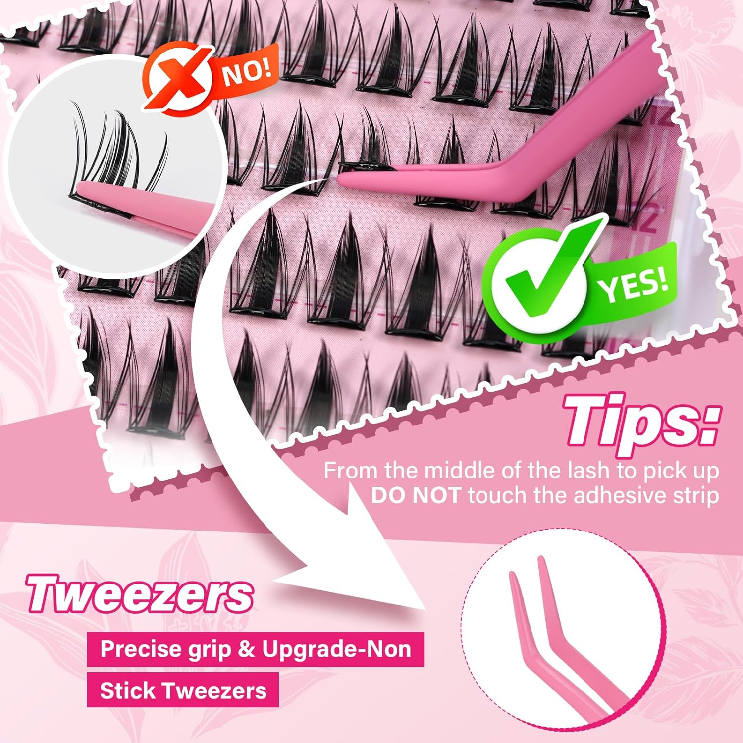 DIY No Glue Needed Eyelash Set Natural Lash Clusters, Self Adhesive False Eyelash, Beginner Friendly Eyelash Kit with Tweezers, 14-16mm C Curling  Eyelashes