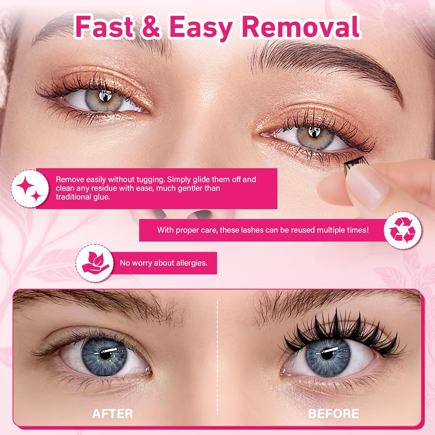 DIY No Glue Needed Eyelash Set Natural Lash Clusters, Self Adhesive False Eyelash, Beginner Friendly Eyelash Kit with Tweezers, 14-16mm C Curling  Eyelashes