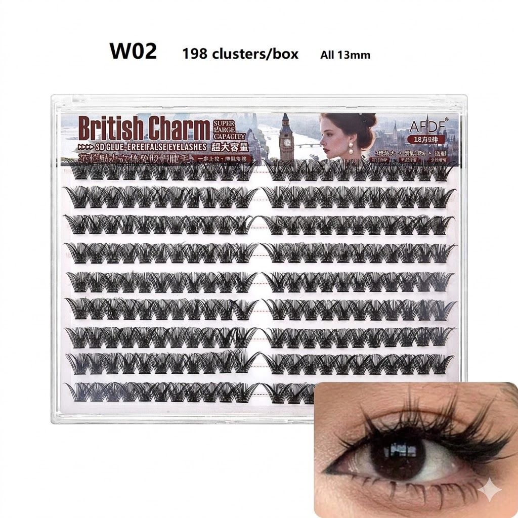 DIY No Glue Needed Eyelash Set Natural Lash Clusters, Self Adhesive False Eyelash, Beginner Friendly Eyelash Kit with Tweezers, 14-16mm C Curling  Eyelashes