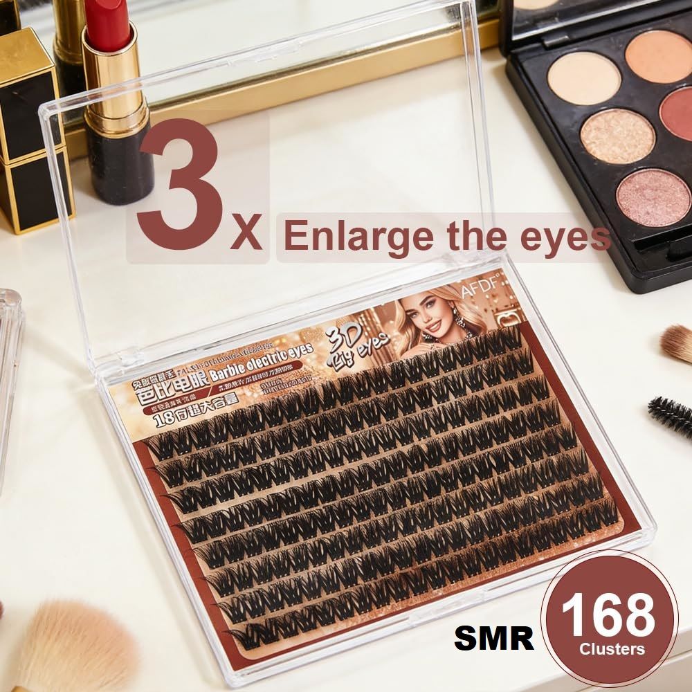 No Glue Needed Lashes, 16mm 5D Eyelash Clusters Self Adhesive False Eyelash Set, Natural Lash Kit, Reusable Eyelashes with Optional Eyelash Tweezer Tool