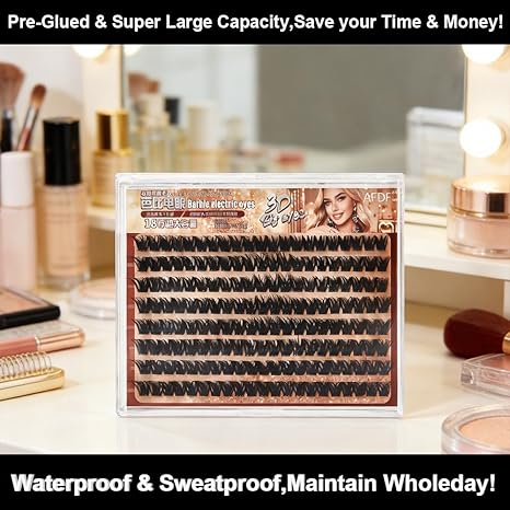 No Glue Needed Lashes, 16mm 5D Eyelash Clusters Self Adhesive False Eyelash Set, Natural Lash Kit, Reusable Eyelashes with Optional Eyelash Tweezer Tool