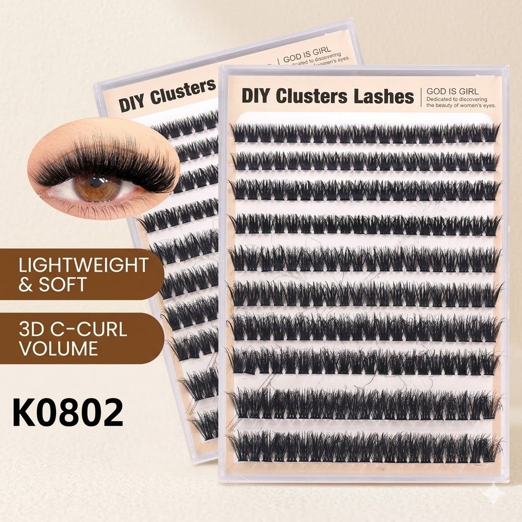 Fashion Lash Clusters Kit Natural False Eyelash Set, Wispy Eyelash Clusters DIY Eyelash Extensions, Optional Eyelash Tweezer Kit, Lash Natural