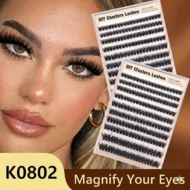 Fashion Lash Clusters Kit Natural False Eyelash Set, Wispy Eyelash Clusters DIY Eyelash Extensions, Optional Eyelash Tweezer Kit, Lash Natural