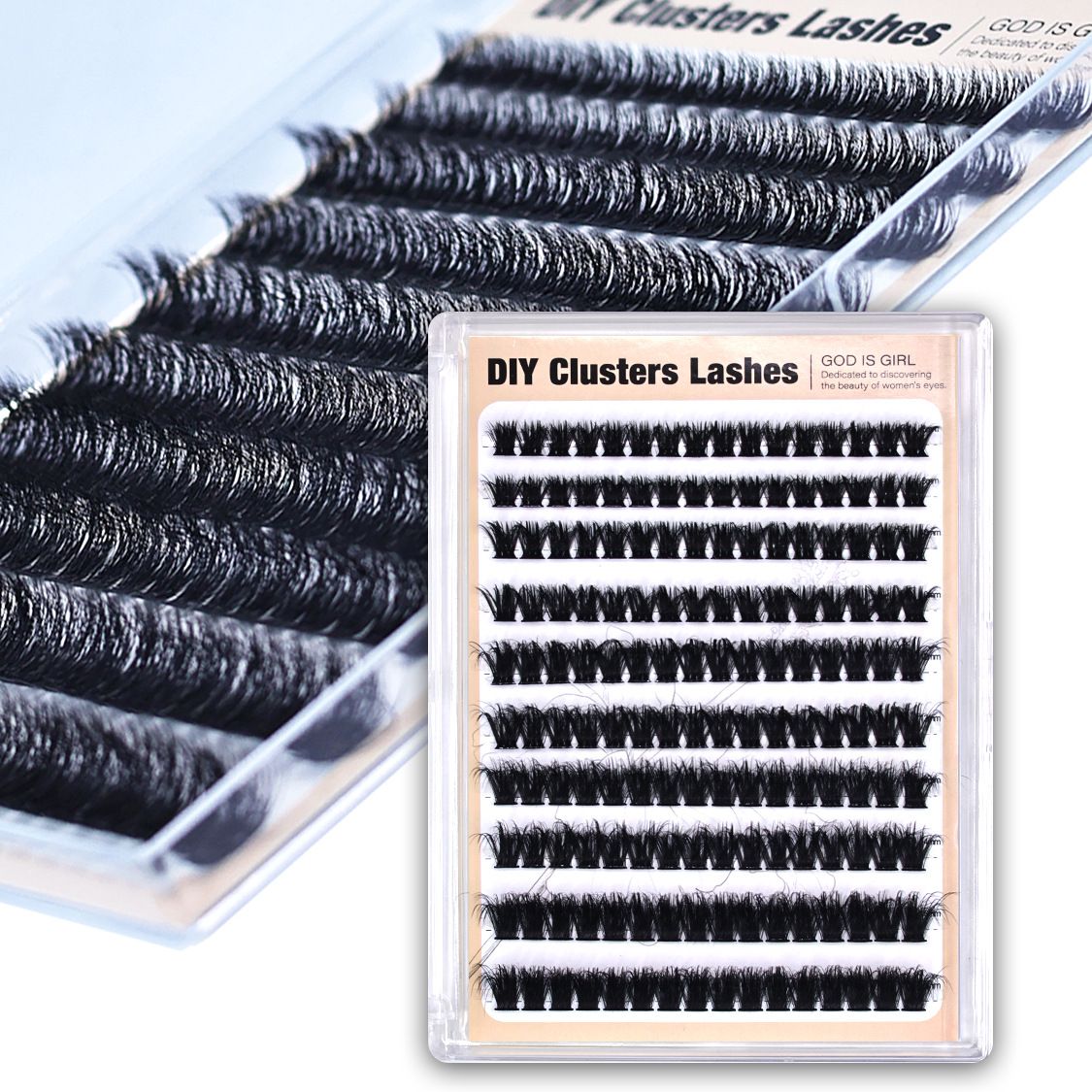 Fashion Lash Clusters Kit Natural False Eyelash Set, Wispy Eyelash Clusters DIY Eyelash Extensions, Optional Eyelash Tweezer Kit, Lash Natural