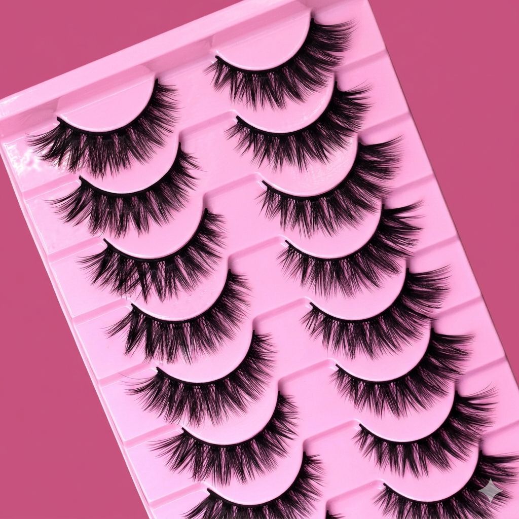 10 Pairs Faux 3D Lashes Dramatic False Eyelash Set Thick Volume Lashes, Full Strip Eyelash Natural Look, Reusable False Eyelash, Soft Fiber Lash Kit