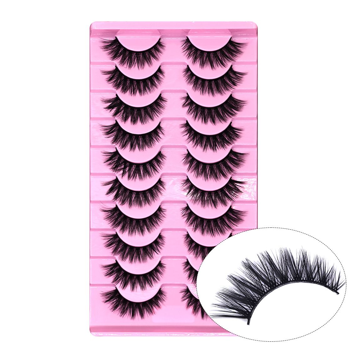 10 Pairs Faux 3D Lashes Dramatic False Eyelash Set Thick Volume Lashes, Full Strip Eyelash Natural Look, Reusable False Eyelash, Soft Fiber Lash Kit