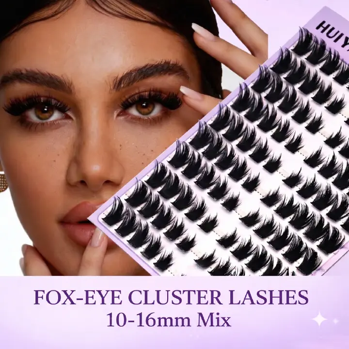 Fox Eye Lash Clusters False Eyelash Set, Extended Outer Corner Cat Eye Lashes, Sexy Lifted Look, Wispy Natural Lash Kit Fluffy Volume