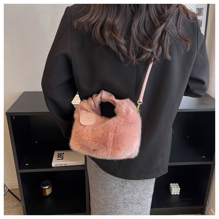 Women Plush Tote Bag Crossbody Bags Ladies Bags Fashion Shoulder Bag Sling Bags Mini Women Bag Handbag Soft Winter Womenbags Woman Bag Crossbody Cute Womenbag