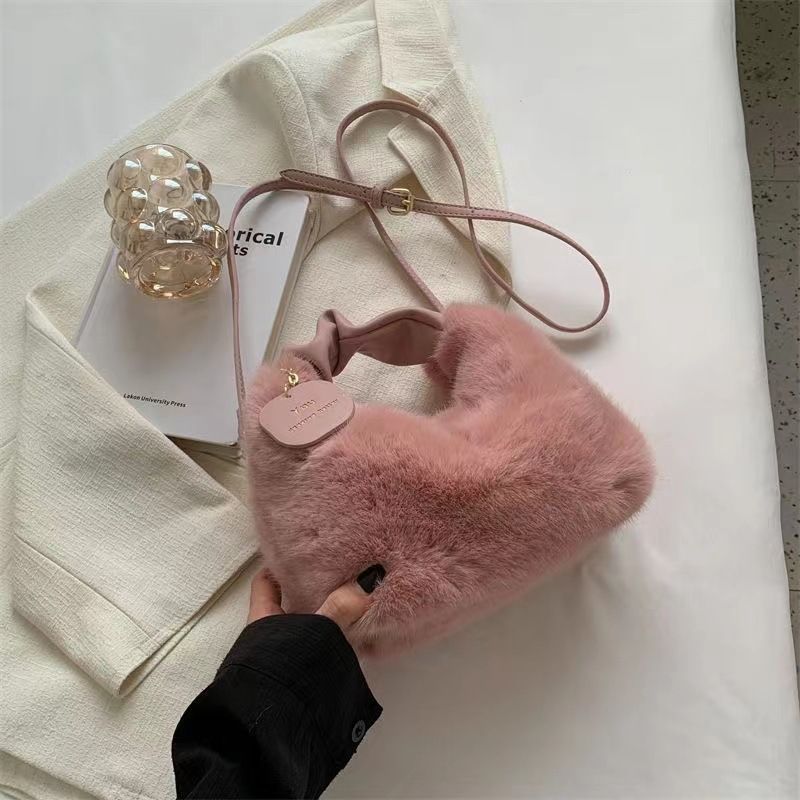 Women Plush Tote Bag Crossbody Bags Ladies Bags Fashion Shoulder Bag Sling Bags Mini Women Bag Handbag Soft Winter Womenbags Woman Bag Crossbody Cute Womenbag