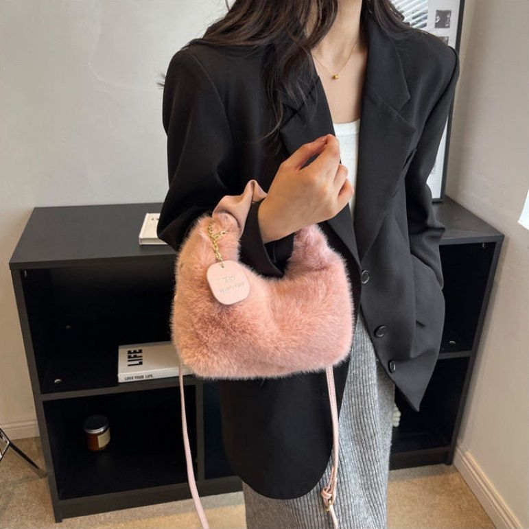 Women Plush Tote Bag Crossbody Bags Ladies Bags Fashion Shoulder Bag Sling Bags Mini Women Bag Handbag Soft Winter Womenbags Woman Bag Crossbody Cute Womenbag