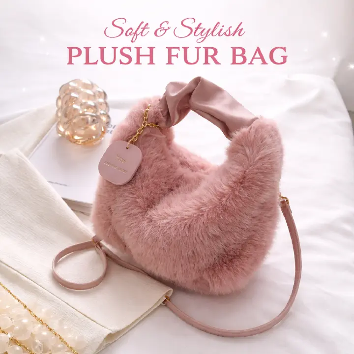 Women Plush Tote Bag Crossbody Bags Ladies Bags Fashion Shoulder Bag Sling Bags Mini Women Bag Handbag Soft Winter Womenbags Woman Bag Crossbody Cute Womenbag