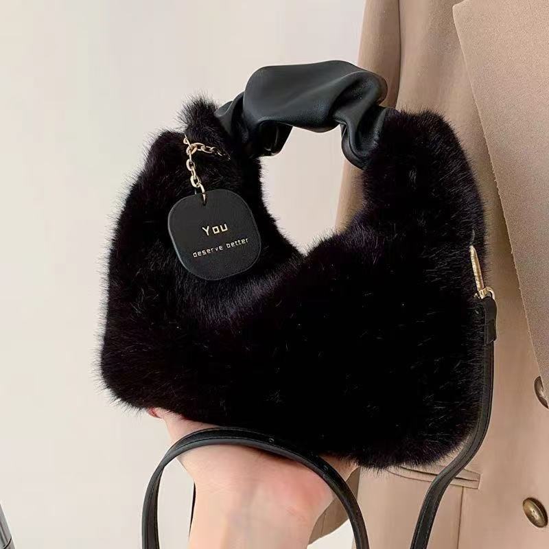 Women Plush Tote Bag Crossbody Bags Ladies Bags Fashion Shoulder Bag Sling Bags Mini Women Bag Handbag Soft Winter Womenbags Woman Bag Crossbody Cute Womenbag