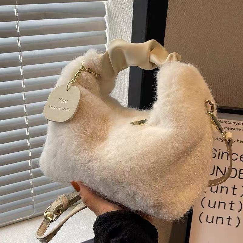 Women Plush Tote Bag Crossbody Bags Ladies Bags Fashion Shoulder Bag Sling Bags Mini Women Bag Handbag Soft Winter Womenbags Woman Bag Crossbody Cute Womenbag