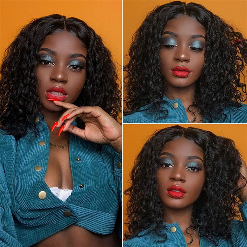 12 Inch Curly Wig for Lady Natural Looking Wig Curly Lace Front Wigs for Lady Short Curly Wigs Synthetic Hair Wig Glueless Daily Wear