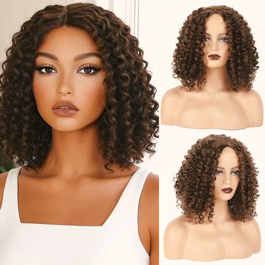 12 Inch Curly Wig for Lady Natural Looking Wig Curly Lace Front Wigs for Lady Short Curly Wigs Synthetic Hair Wig Glueless Daily Wear