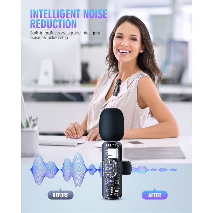 K35 3 In 1 Wireless Lavalier Microphones For IPhone, IPad, Android, Camera, USB-C Microphone, 7-Hour Battery, Mini Microphone With Noise Reduction For Video Recording, Vlog, YouTube, TikTok