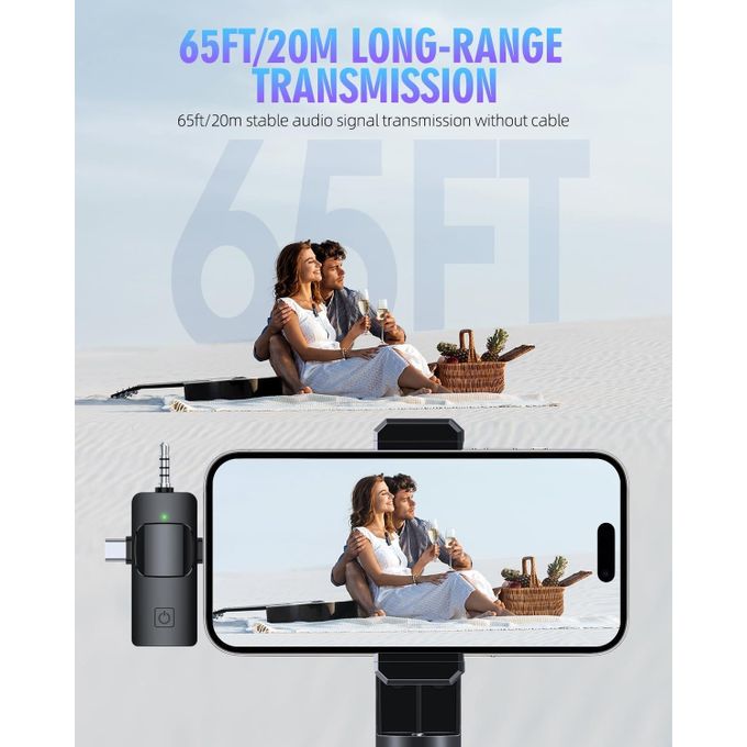 K35 3 In 1 Wireless Lavalier Microphones For IPhone, IPad, Android, Camera, USB-C Microphone, 7-Hour Battery, Mini Microphone With Noise Reduction For Video Recording, Vlog, YouTube, TikTok