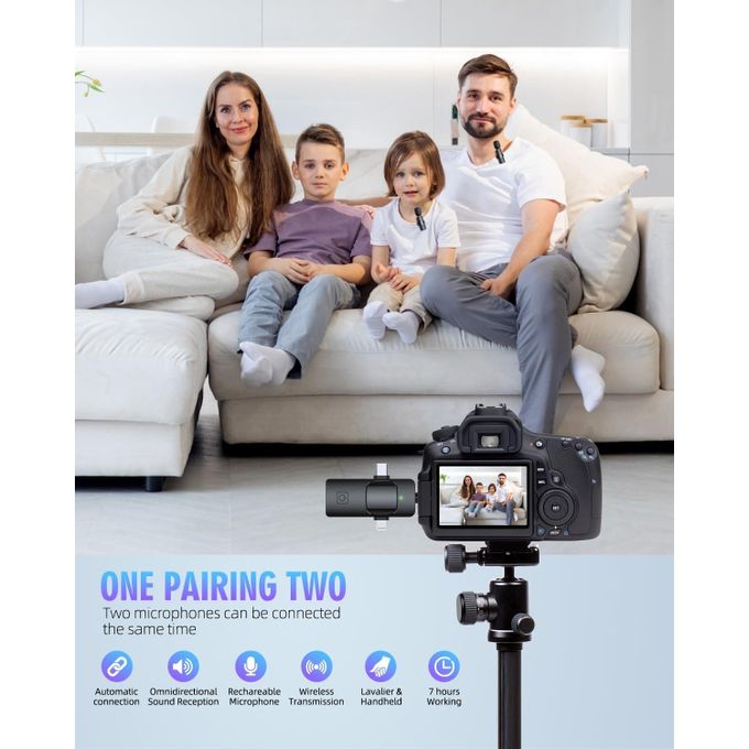 K35 3 In 1 Wireless Lavalier Microphones For IPhone, IPad, Android, Camera, USB-C Microphone, 7-Hour Battery, Mini Microphone With Noise Reduction For Video Recording, Vlog, YouTube, TikTok