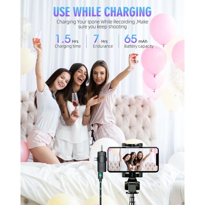 K35 3 In 1 Wireless Lavalier Microphones For IPhone, IPad, Android, Camera, USB-C Microphone, 7-Hour Battery, Mini Microphone With Noise Reduction For Video Recording, Vlog, YouTube, TikTok