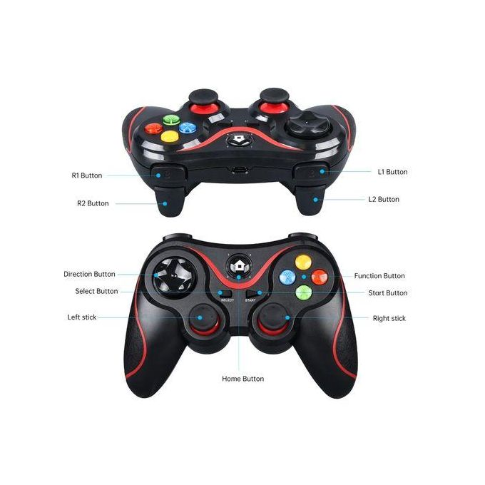 V8 Wireless Bluetooth Game Controller With Smartphone Holder- BLACK