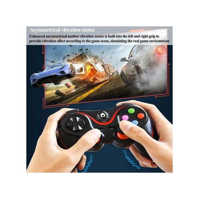 V8 Wireless Bluetooth Game Controller With Smartphone Holder- BLACK