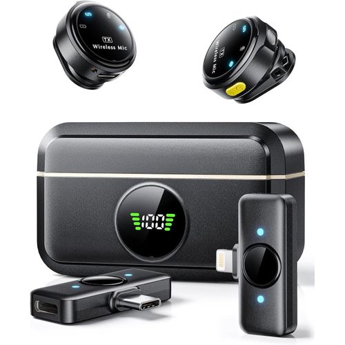 SX21 Wireless Lavalier Microphone for iPhone/Android, Lapel Mics with Lightning/USB-C Plug-Play, 150FT Range, Omnidirectional Condenser Mic for Video Recording, Interview, Podcast, Vlog, YouTube