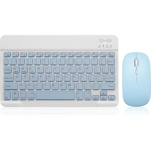Bluetooth Keyboard and Mouse Combo Rechargeable Portable Wireless Keyboard Mouse Set for Apple iPad iPhone iOS 13 and Above Samsung Tablet Phone Smartphone Android Windows