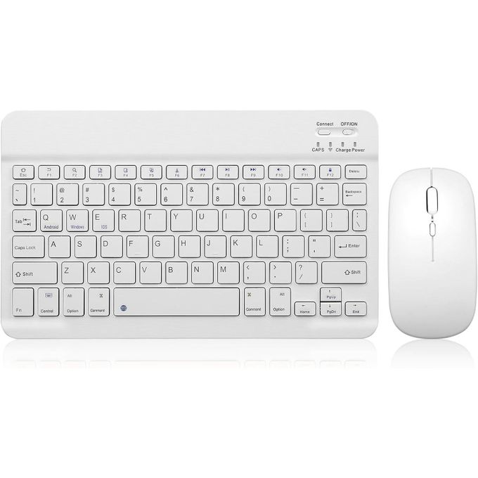 Bluetooth Keyboard and Mouse Combo Rechargeable Portable Wireless Keyboard Mouse Set for Apple iPad iPhone iOS 13 and Above Samsung Tablet Phone Smartphone Android Windows