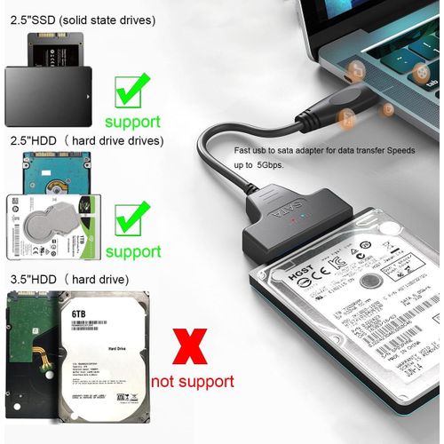 2IN1 sata to USB 3.0 Cable, Sata to USB Adapter Compatible for 2.5" HDD & SSD Hard Drive Reader-External Hard Drive Converter/Hard Drive to USB Adapter.