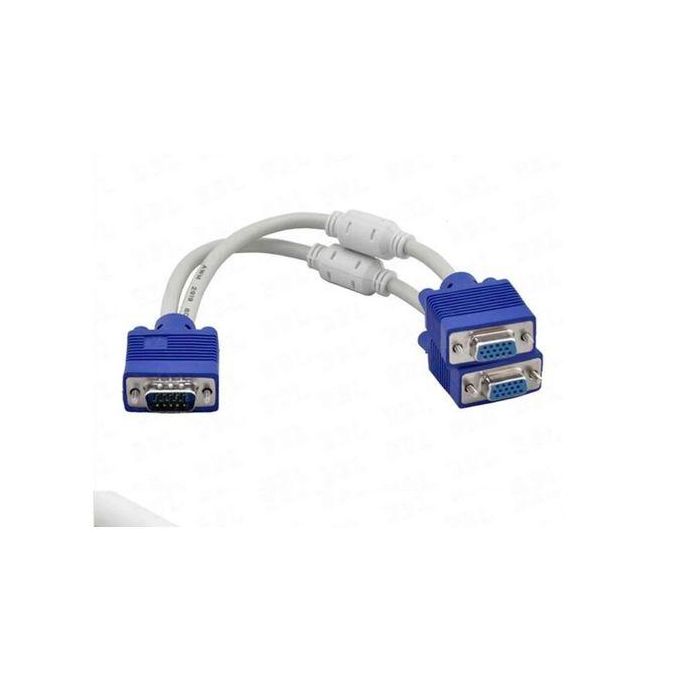 VGA Splitter Cable Dual VGA Monitor Y Cable 1 Male to 2 Female Adapter Converter Video Cable for Screen Duplication -white