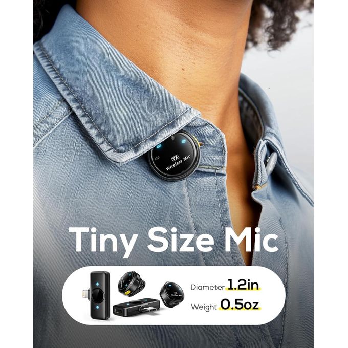 SX21 Wireless Lavalier Microphone for iPhone  Lapel Mics with Apple Lightning  Plug-Play, 150FT Range, Omnidirectional Condenser Mic for Video Recording, Interview, Podcast, Vlog, YouTube for iphone