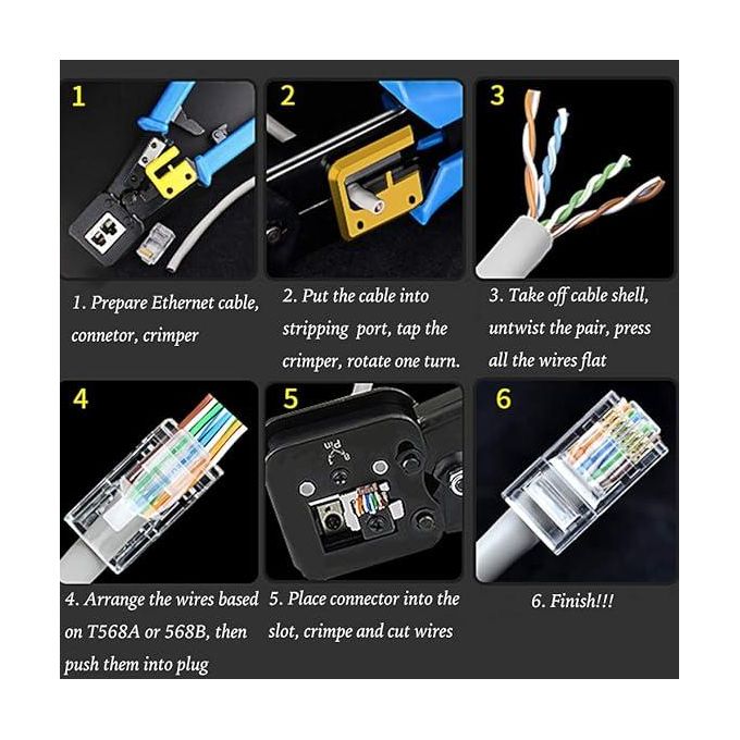 Share this product



Share this product



ProfessionalRJ45 Crimp Tool Ethernet Crimper for RJ45 Cat6 Cat5 Cat5e Pass Through Connectors and RJ12 Plug Ends with 50PCS RJ45 Cat6 Connectors, RJ45 Cable