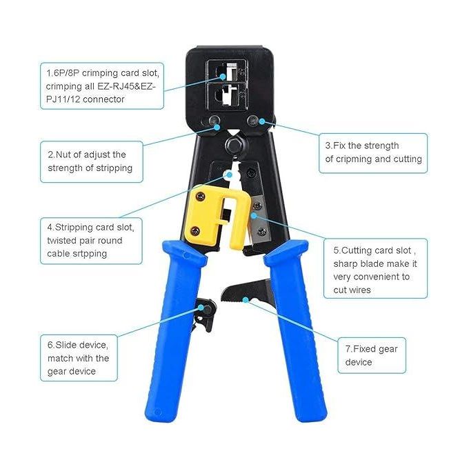 Share this product



Share this product



ProfessionalRJ45 Crimp Tool Ethernet Crimper for RJ45 Cat6 Cat5 Cat5e Pass Through Connectors and RJ12 Plug Ends with 50PCS RJ45 Cat6 Connectors, RJ45 Cable