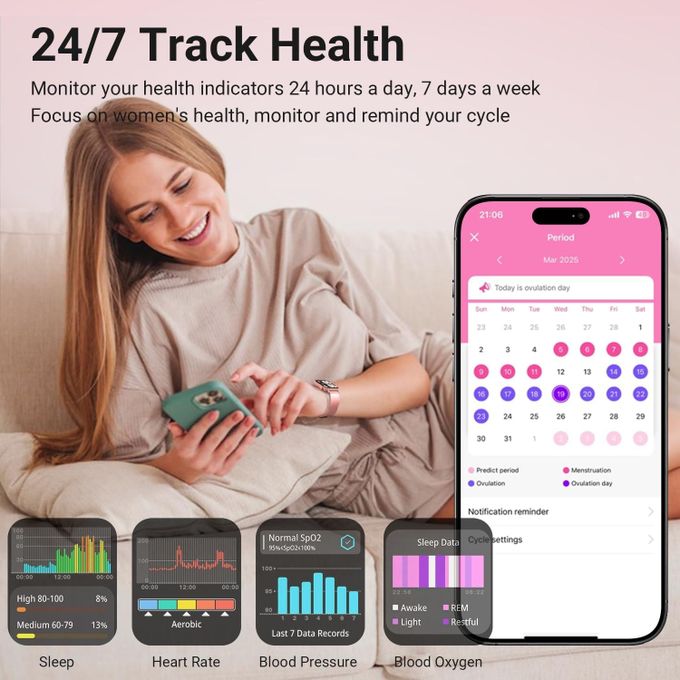 Smart Watches For Women, 1.83" HD Fitness Tracker (Answer/Make Calls), 120+ Sport Modes With Heart Rate/Sleep Monitor, IP68 Waterproof, 3 Bands, Fitness Watch For IOS Android, Pink